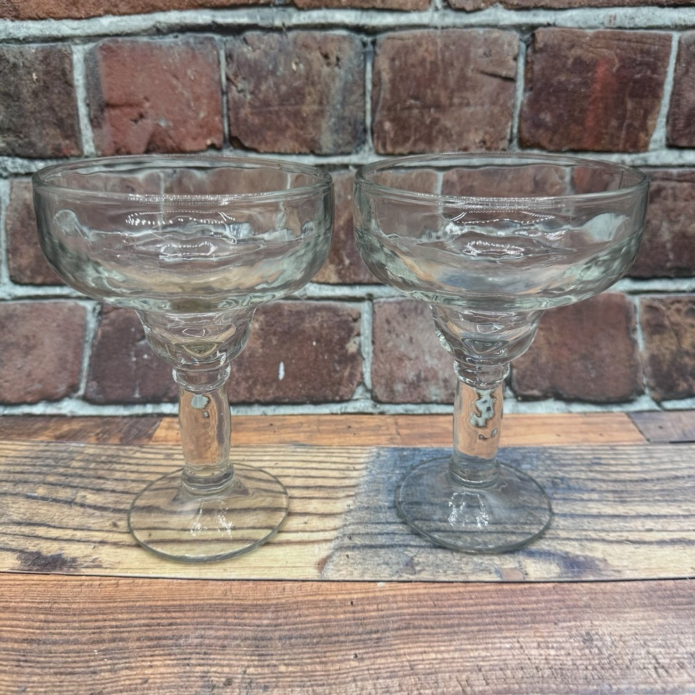 Pair Vtg Libbey Yucatan Margarita‎ Glasses Heavy Hammered Glass Set of 2 MCM USA